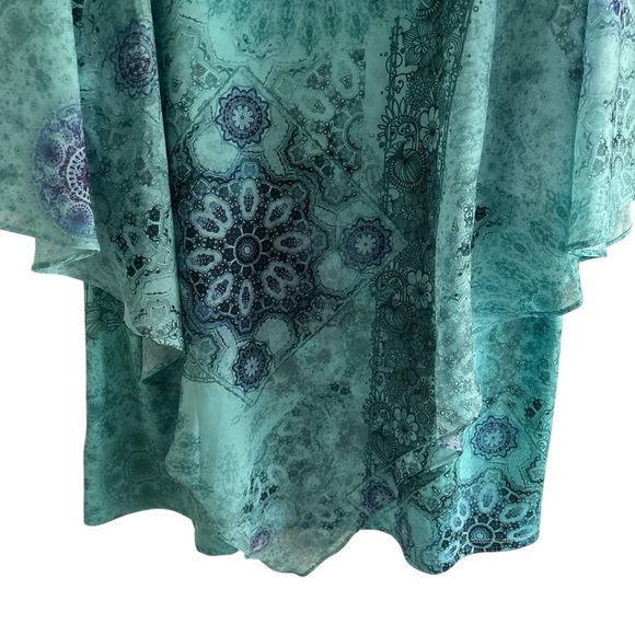 Indigo Soul Tunic Blouse Large Teal Embellished Layered Boho Flowy Fairycore - Picture 10 of 16